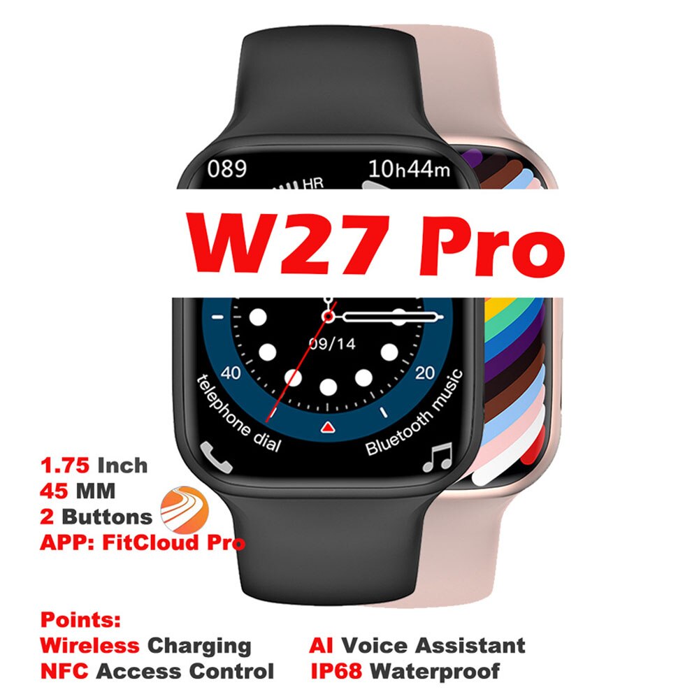 ο IWO W27  Ʈ ġ NFC Siri BT ȭ     ޽  Smartwatch Pk W37  DT100